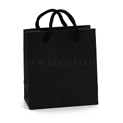 Rectangle Paper Bags, with Handles, for Gift Bags and Shopping Bags, Black, 12x11x0.6cm(ABAG-E004-01A)