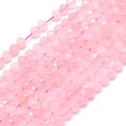 Natural Rose Quartz Beads Strands, Faceted, Round, 3mm, Hole: 0.5mm, about 113pcs/strand, 15.35 inch(39cm)(G-E411-26-3mm)