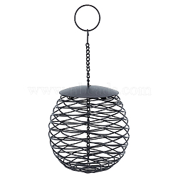 Iron Bird Hanging Feeder, Outdoor Bird Feeder, Garden Waterproof Decoration Container, Black, 26x13cm, Inner Diameter: 7.8cm, Ring: 3.9x0.2cm(AJEW-WH0181-35)