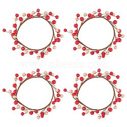Plastic Artificial Berry Candle Ring, Centerpiece Wreath Candle Holder for Christmas, Valentine's Day, Winner Wedding, Red, 150x151x33mm, Inner Diameter: 93mm(AJEW-WH0401-05)