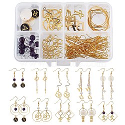 SUNNYCLUE DIY Earring Making Kits, Including Alloy & 304 Stainless Steel & Natural Shell Pendants, Brass Linking Rings & Earring Hook & Jump Rings & Pins, Glass Beads and Alloy Link Connectors, Golden, 13x8x2mm, Hole: 1.5mm, 2pcs/box(DIY-SC0015-97)