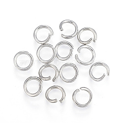 304 Stainless Steel Jump Rings, Open Jump Rings, Stainless Steel Color, 18 Gauge, 6x1mm, Inner Diameter: 4mm(A-STAS-F110-06P)