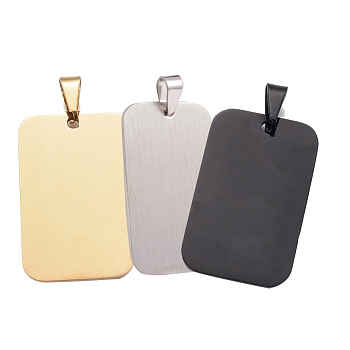 Rectangle Tag Pendants, 201 Stainless Steel Pendants, Mixed Color, 40x25x1.5mm, Hole: 4~5.5x8.5~10mm