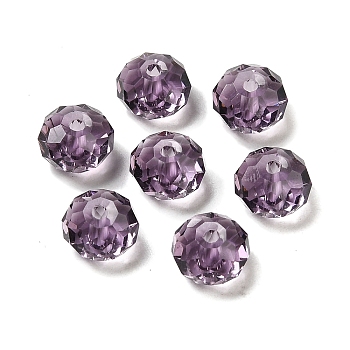 Glass Imitation Austrian Crystal Beads, Faceted, Rondelle, Medium Purple, 8x5~5.5mm, Hole: 1.2~1.5mm