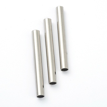 304 Stainless Steel Beads, Tube Beads, Stainless Steel Color, 50x6mm, Hole: 5mm.