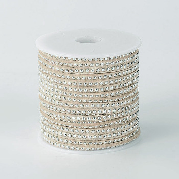 Rivet Faux Suede Cord, Faux Suede Lace, with Aluminum, Wheat, 3x2mm, about 20yards/roll