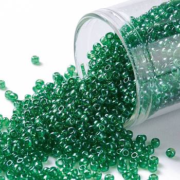 TOHO Round Seed Beads, Japanese Seed Beads, (108B) Transparent Mint Green Luster, 11/0, 2.2mm, Hole: 0.8mm, about 5555pcs/50g