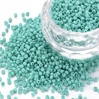 13/0 Glass Seed Beads, Macaron Color, Round Hole, Round, Dark Turquoise, 13/0, 2~2.3x1.5mm, Hole: 0.8mm, about 450g/bag