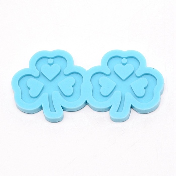 Clover DIY Pendant Silicone Molds, for Earring Making, Resin Casting Molds, For UV Resin, Epoxy Resin Jewelry Making, Deep Sky Blue, 59x118x9mm, Hole: 4mm, Inner Diameter: 49x52mm