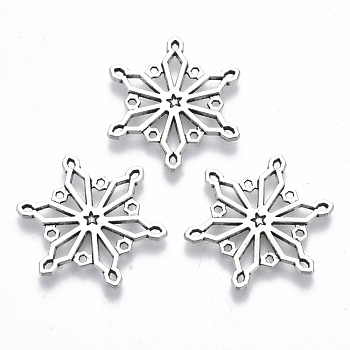 Tibetan Style Alloy Pendants, Lead Free & Cadmium Free, Snowflake, Antique Silver, 25x22x1.5mm, Hole: 0.7mm, about 350pcs/500g
