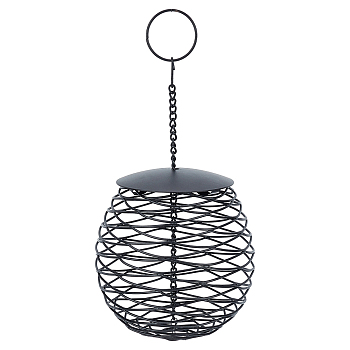 Iron Bird Hanging Feeder, Outdoor Bird Feeder, Garden Waterproof Decoration Container, Black, 26x13cm, Inner Diameter: 7.8cm, Ring: 3.9x0.2cm
