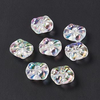 Transparent Acrylic Beads, AB Color, Flower, Clear AB, 20x20.5x11mm, Hole: 2.8mm
