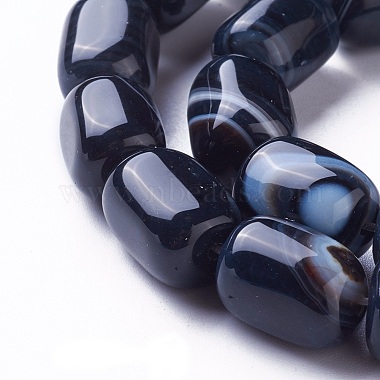 14mm Black Cuboid Natural Agate Beads
