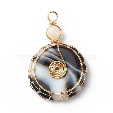 Natural Striped Agate/Banded Agate Pendants(PALLOY-JF01821-01)-2