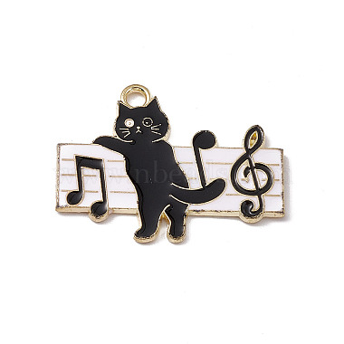 Golden White Cat Shape Alloy+Enamel Pendants