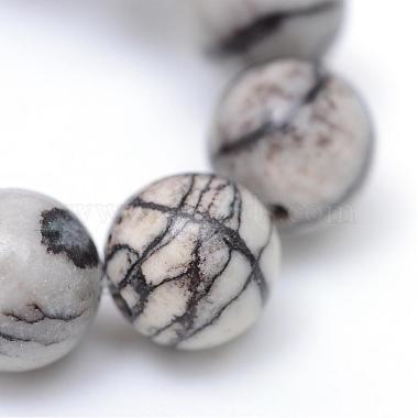Round Natural Black Silk Stone/Netstone Bead Strands(G-R345-10mm-20)-4