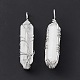 Natural Quartz Crystal Copper Wire Wrapped Pendants(G-F733-05G)-3