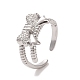 Brass Micro Pave Cubic Zirconia Open Cuff Ring(RJEW-K256-58E-P)-1