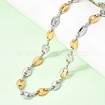 Unisex 304 Stainless Steel Coffee Bean Chain Necklaces, Ion Plating(IP), Real Gold Plated & Stainless Steel Color, 23.54 inch(59.8cm)(NJEW-K305-15GP)