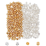 400Pcs 2 Colors Alloy Beads, Long-Lasting Plated, Cube, Golden & Silver, 2.5x2.5x2mm, Hole: 1mm, 200pcs/color(FIND-HY0002-75)