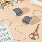 50M Nylon Braided Cord, Chinese Knotting Cord, with 1Pc Plastic Empty Spools for Beading Jewelry Making, Gray, 0.8mm, about 54.68 Yards(50m)/Set(NWIR-LP0001-03A)