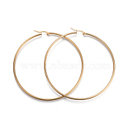201 Stainless Steel Big Hoop Earrings, with 304 Stainless Steel Pin, Hypoallergenic Earrings, Ring Shape, Golden, 12 Gauge, 73x2mm, Pin: 1mm(EJEW-A052-20A-G)