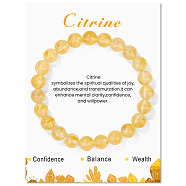 Natural Yellow Quartz Beaded Stretch Bracelets, Round, 7-1/2x1/4 inch(19x0.8cm)(PW-WG7FE75-20)