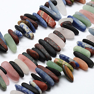 Natural & Synthetic Mixed Gemstone Bead Strands, Chips, Frosted, 16~26x4~7x5~6mm, Hole: 1mm, 16.14 inch(X-G-P211)