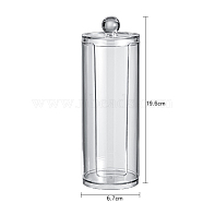 Transparent Plastic Storage Box, for Cotton Swab, Cotton Pad, Beauty Blender, Column, Clear, 6.7x19.6cm(PW-WG25105-10)