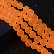 Transparent Glass Bead Strands, Frosted, Round, Dark Orange, 8mm, Hole: 1~1.6mm, about 99pcs/strand, 31.4 inch(X-GLAA-S031-8mm-33)