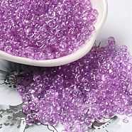 Baking Glass Seed Beads, Peanut, Violet, 5.5~6x3~3.5x3mm, Hole: 1~1.2mm, about 4000pcs/pound(SEED-K009-07A-05)