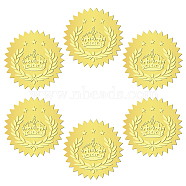12 Sheets Self Adhesive Gold Foil Embossed Stickers, Round Dot Medal Decorative Decals for Envelope Card Seal, Crown, Size: about 165x211mm, Stickers: 50mm, 12 sheets/set(DIY-WH0451-020)