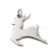 Christmas 304 Stainless Steel Pendants, with Jump Ring, Deer Charm, Stainless Steel Color, 18x20x1mm, Hole: 3.4mm(STAS-K265-05P)