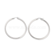 Ring 304 Stainless Steel Hoop Earrings for Women Men, Stainless Steel Color, 9 Gauge, 50x3mm, Pin: 0.6mm(EJEW-B049-01G-P)