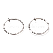 304 Stainless Steel Retractable Earrings, Clip-on Earrings For Non-pierced Ears, Stainless Steel Color, 40x2mm(STAS-O135-01G-03)