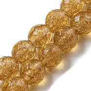 Handmade Gold Sand Lampwork Beads Strands, Faceted, Round, Goldenrod, 11.5~12x12~12.5mm, Hole: 1.5~1.8mm, about 40pcs/strand, 18.90 inch(48cm)(LAMP-L079-06C)