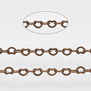 Brass Heart Link Chains, Soldered, with Spool, Red Copper, 1.8x2.4x0.4mm, about 9.84 Feet(3m)/Roll(CHC-T008-03R-01)