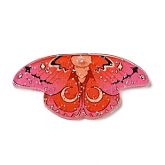 Printed Acrylic Pendants, with Sequins, Butterfly Charm, Tomato, 22x44.5x2.5mm, Hole: 1.6mm(MACR-G059-15A)