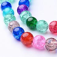 16 inch Mixed Color Round Crackle Glass Strands, 10mm, about 42pcs/strand, hole: about 1.5mm(X-GGM004)