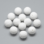 Food Grade Eco-Friendly Silicone Beads, Chewing Beads For Teethers, DIY Nursing Necklaces Making, Faceted Round, White, 15.5mm, Hole: 1mm(SIL-T037-06)
