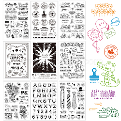 Globleland 9 Sheets 9 Style PVC Plastic Stamps, for DIY Scrapbooking, Photo Album Decorative, Cards Making, Stamp Sheets, Word & Animal & Flower Pattern, Mixed Patterns, 16x11x0.3cm, 1 sheet/style(DIY-GL0002-82E)
