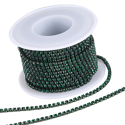 1 Roll Electrophoresis Iron Rhinestone Strass Chains, Rhinestone Cup Chains, with Spool, Emerald, SS8.5, 2.4~2.5mm, about 10 Yards/roll(CHC-GF0001-06E)
