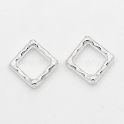 Tibetan Style Alloy Bead Frame, Rhombus, Cadmium Free & Nickel Free & Lead Free, Silver, 16x16x2mm, Hole: 1mm(K0P5M022)
