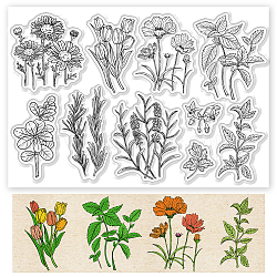 PVC Plastic Clear Stamps, for DIY Scrapbooking, Photo Album Decorative, Cards Making, Plants, 160x110mm(DIY-WH0631-0473)