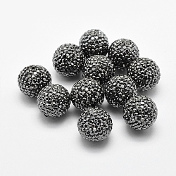 Handmade Polymer Clay Rhinestone Beads, Round, Hematite, 14mm, Hole: 1.5mm(RB-L030-18A-14mm)