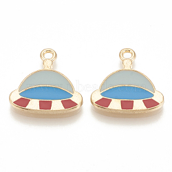 Alloy Enamel Pendants, Cadmium Free & Lead Free, Flying Saucer, Light Gold, Colorful, 20x19.5x2mm, Hole: 2mm(ENAM-S115-001)