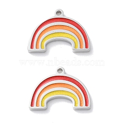 304 Stainless Steel Charms, with Enamel, Cloud & Rainbow Charm, Stainless Steel Color, 10x14x1.5mm, Hole: 1mm(STAS-M102-01I-P)