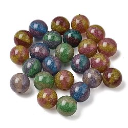 Two-tone Opaque Resin & Glitter Powder Beads, Round, Mixed Color, 16mm, Hole: 2.5mm(RE-CBA2450-02)