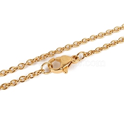 304 Stainless Steel Cable Chain Necklace Making, with Lobster Claw Clasps, Vacuum Plating, Golden, 17.7 inch(45cm), Lobster Claw Clasps: 7x10mm(STAS-P045-01G)