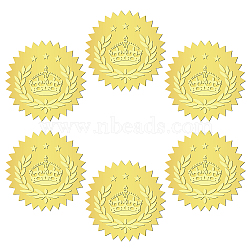 12 Sheets Self Adhesive Gold Foil Embossed Stickers, Round Dot Medal Decorative Decals for Envelope Card Seal, Crown, Size: about 165x211mm, Stickers: 50mm, 12 sheets/set(DIY-WH0451-020)